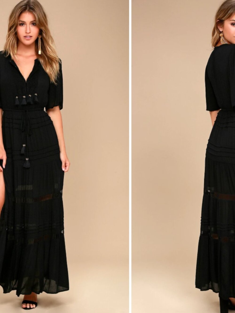 Lulus Santa Fe Sway Black Crochet Maxi Dress